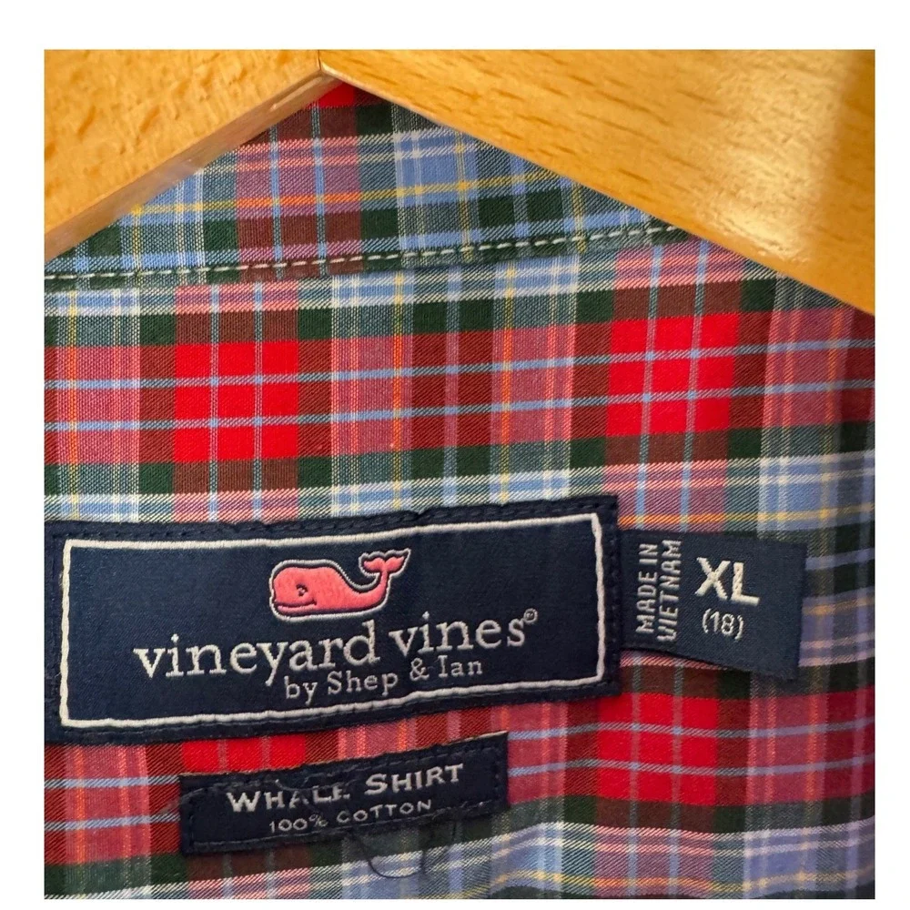 Vineyard Vines Plaid Whale Shirt‎ Boys XL Long Sleeve Button Down